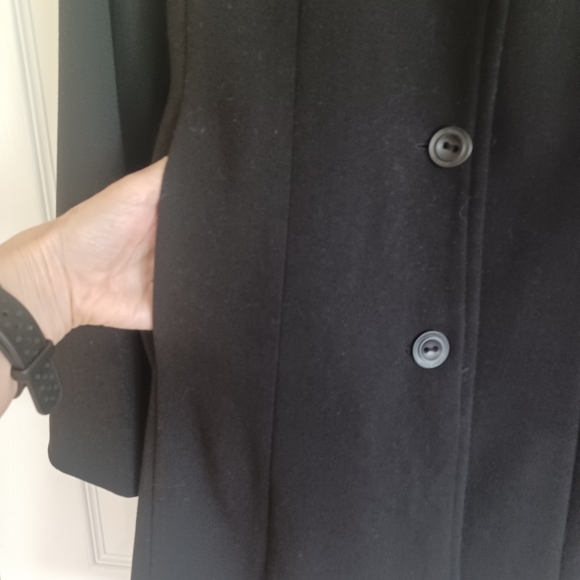 CALVIN KLEIN BLACK COWL NECK BUTTON COAT SIZE SMALL - Picture 9 of 15